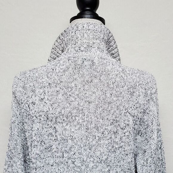 VINTAGE 1970s Erika Gray Black Speckle Knit High Low V-neck Wide Belt Dress M - Picture 11 of 14